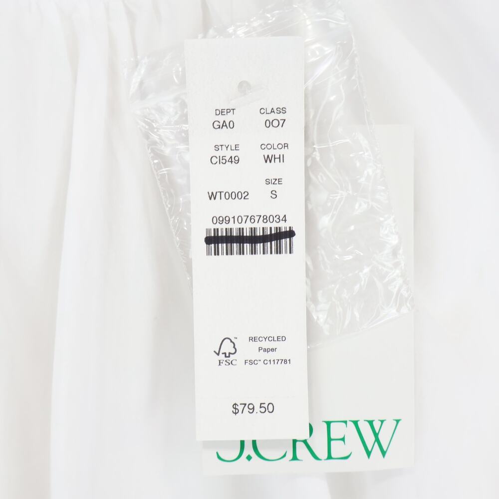 NWT J.Crew Hyacinth Smocked Top In 100% Cotton Poplin White Size Small - Picture 8 of 8